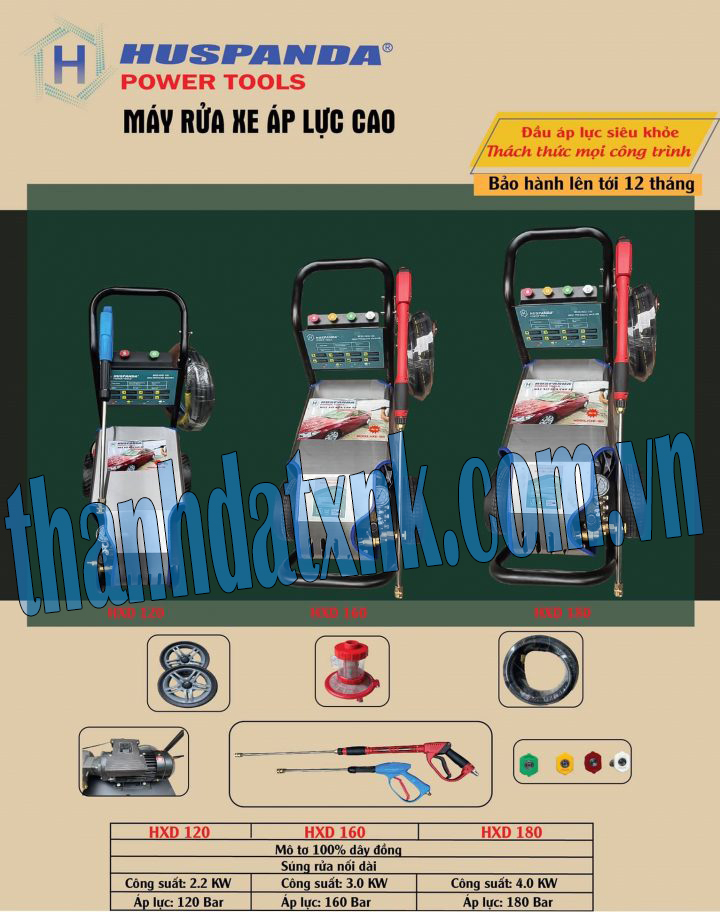 Máy rửa xe cao áp 2.2Kw HUSPANDA HXD 120 - Hình ảnh 3